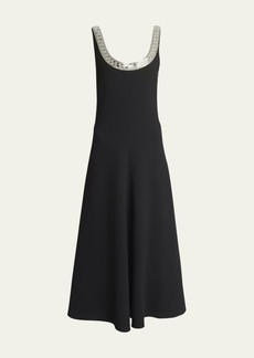 Chloé Chloe Textured Wool Backless Gown with Crystal Detail