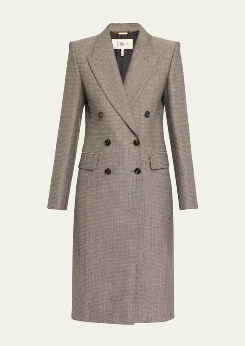 Chloé Chloe Tweed Double-Breasted Wool Coat