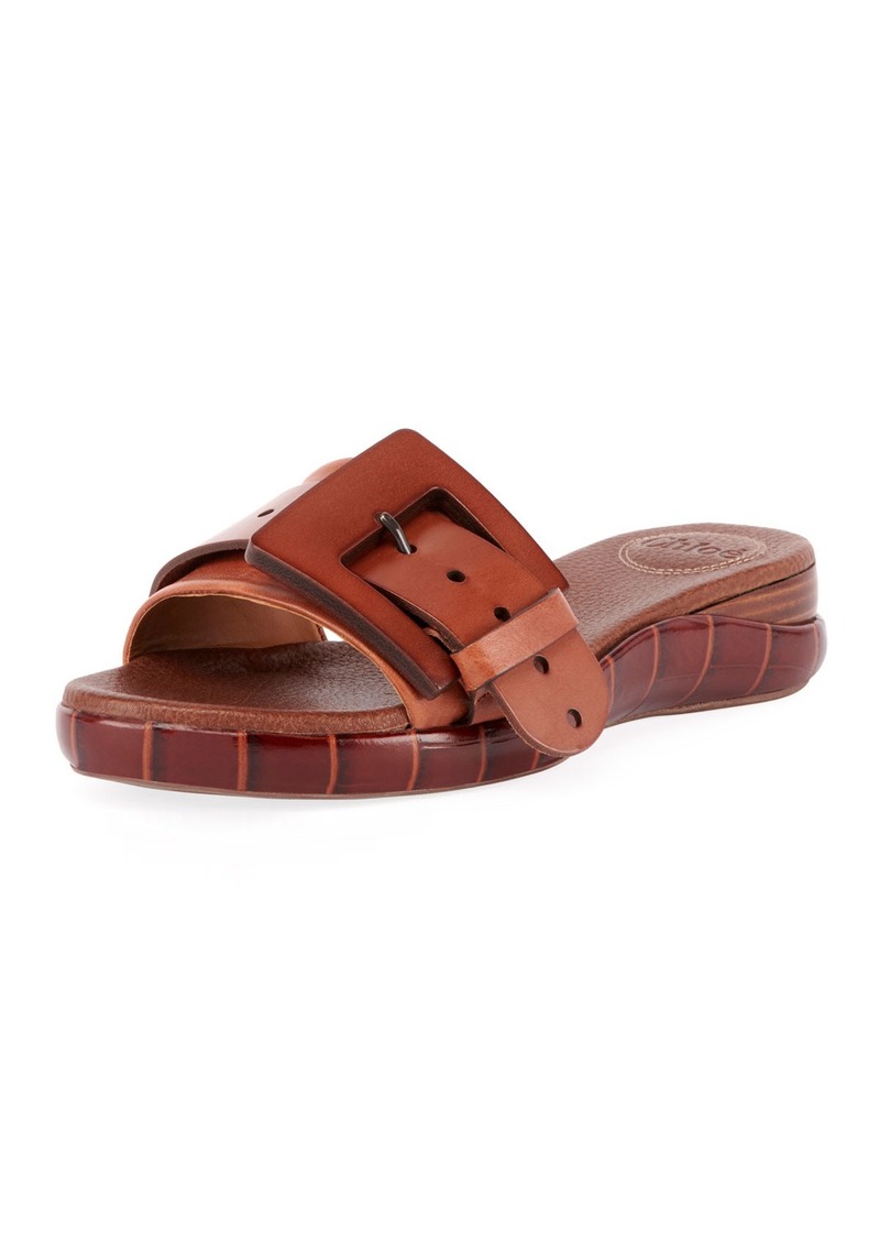 Willy Leather Buckle Slide Sandals 