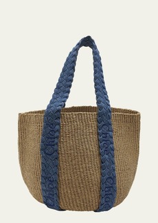 Chloé Chloe x Mifuko Woody Large Basket Bag with Braided Denim Handles