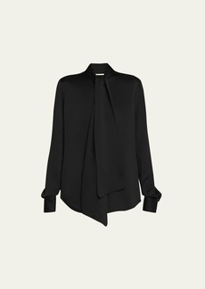 Chloé Chloe x Atelier Jolie Scarf-Neck Long-Sleeve Silk Blouse