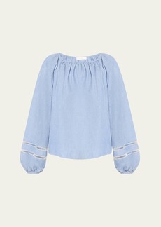 Chloé Chloe x High Summer Chambray Blouse with Netted Detailing