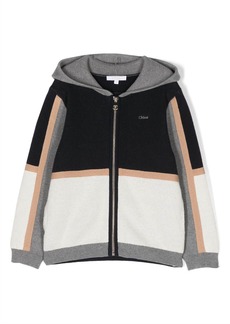 Chloé colour-block zip-up hooded jacket