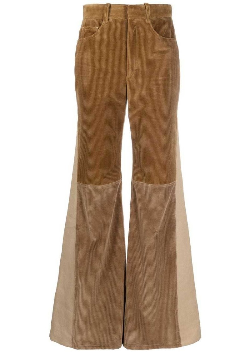 Chloé corduroy panelled flared trousers