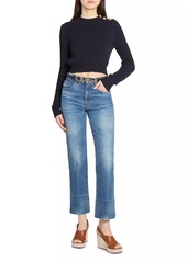 Chloé Cotton Cable-Knit Crop Sweater