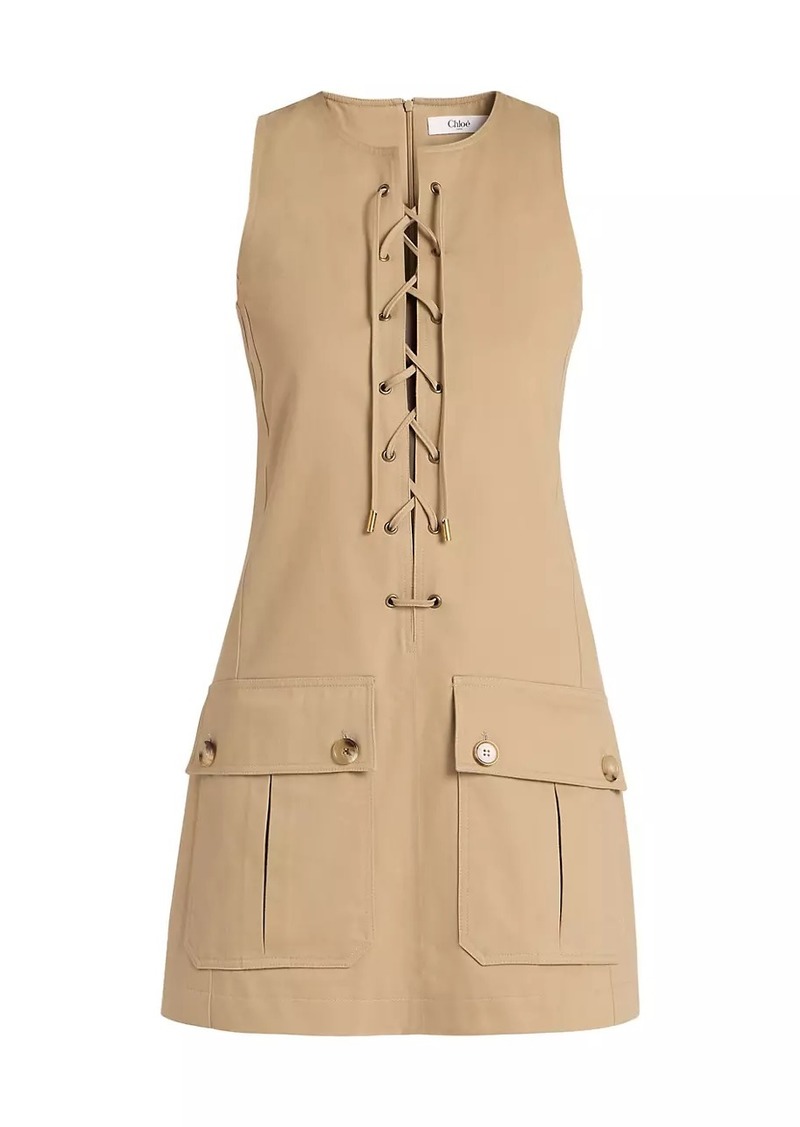 Chloé Cotton Lace-Up Minidress