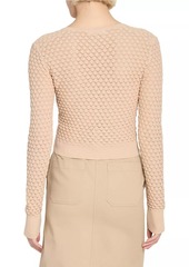 Chloé Cotton Pointelle Knit Scoopneck Cardigan