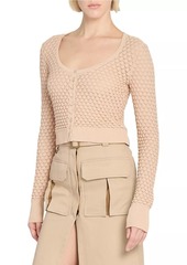 Chloé Cotton Pointelle Knit Scoopneck Cardigan