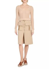 Chloé Cotton Pointelle Knit Scoopneck Cardigan