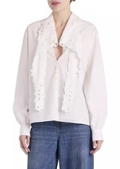 Chloé Cotton Poplin Tie neck Blouse