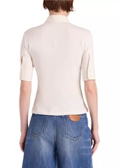 Chloé Cotton Rib-Knit Polo Shirt