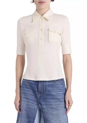 Chloé Cotton Rib-Knit Polo Shirt