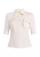 Chloé Cotton Rib-Knit Polo Shirt