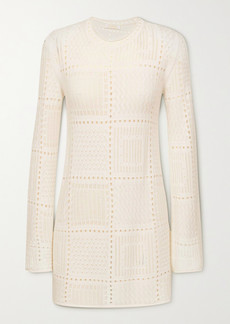 Chloé Crochet-knit Cashmere Wool And Silk-blend Mini Dress