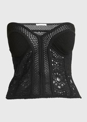 Chloé Cropped Broderie Anglaise Knit Bustier