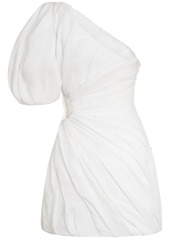 Chloé Draped Ramie Voile One-sleeve Mini Dress
