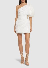 Chloé Draped Ramie Voile One-sleeve Mini Dress