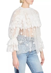 Chloé Draped Sheer Lace Top