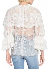 Chloé Draped Sheer Lace Top