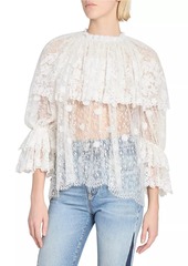 Chloé Draped Sheer Lace Top