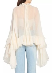 Chloé Draped-Sleeve Silk Top