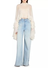 Chloé Draped-Sleeve Silk Top