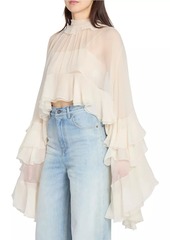 Chloé Draped-Sleeve Silk Top