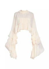 Chloé Draped-Sleeve Silk Top