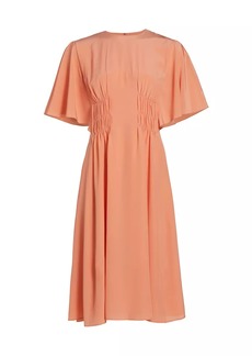 Chloé Elasticized Silk Midi-Dress