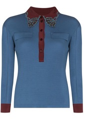 Chloé embroidered-collar polo shirt