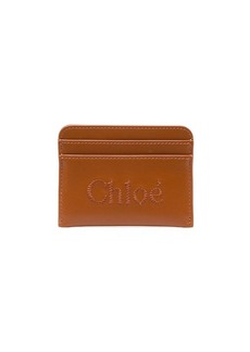 Chloé embroidered-logo leather cardholder