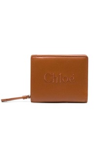 Chloé embroidered-logo leather wallet