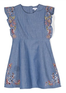 Chloé embroidered sleeveless denim dress