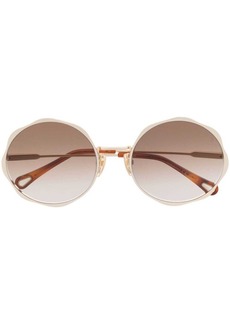 Chloé engraved-logo round-frame sunglasses