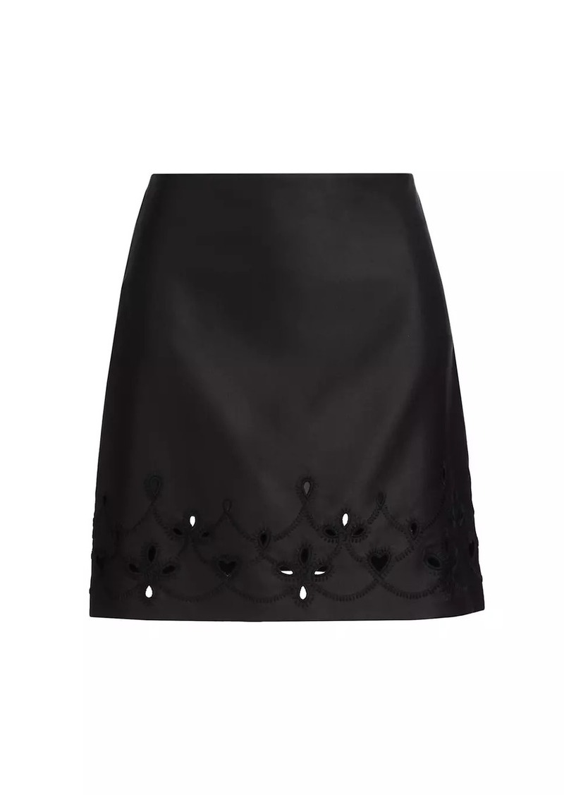 Chloé Eyelet-Embroidered Wool & Silk-Blend Miniskirt
