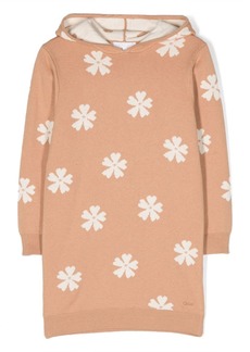Chloé floral-intarsia knit hooded dress