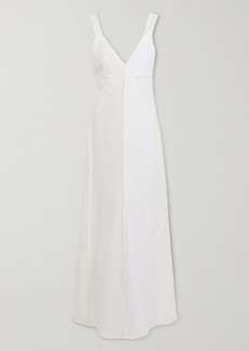 Chloé Frayed Two-tone Washed-linen Maxi Dress