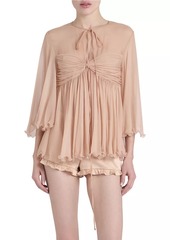 Chloé Gathered Silk Georgette Blouse