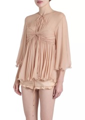 Chloé Gathered Silk Georgette Blouse