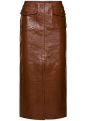 Chloé Glossy Leather Midi Skirt