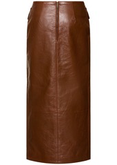 Chloé Glossy Leather Midi Skirt