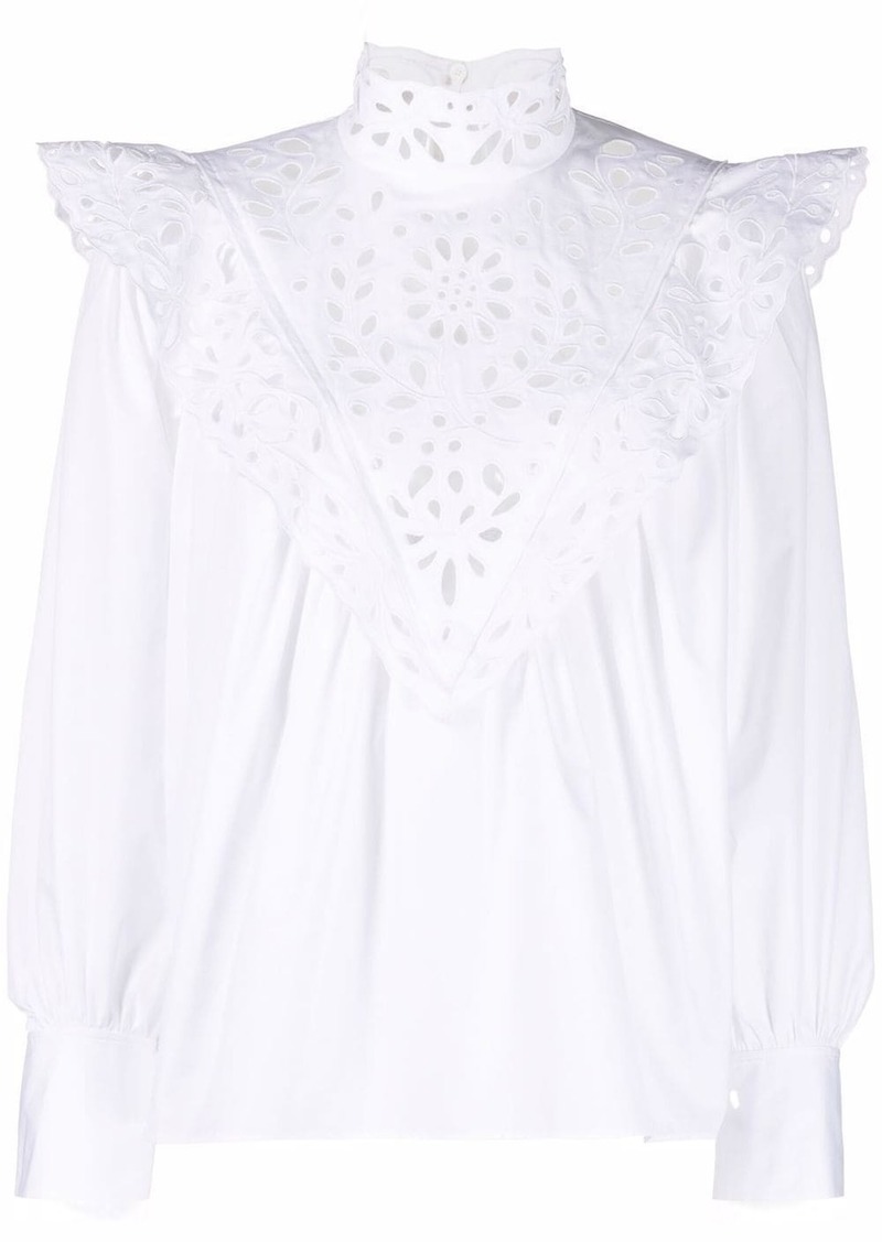 Chloé high-neck broderie anglaise blouse