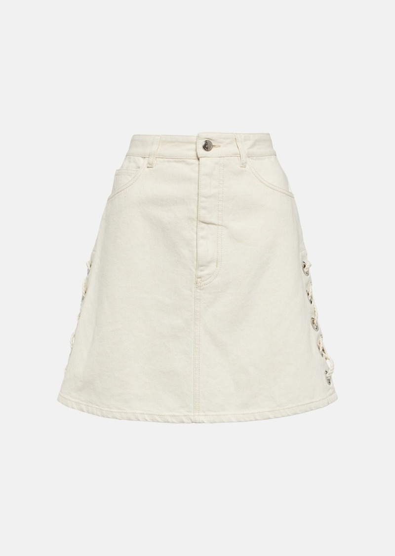 Chloé High-rise cotton and linen skirt