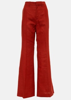 Chloé High-rise flared linen pants