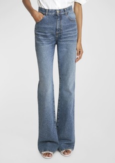 Chloé High-Rise Heart-Pocket Wide-Leg Denim Jeans