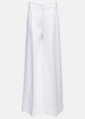 Chloé High-rise linen and cotton wide pants