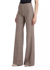 Chloé Houndstooth Wool-Blend Tweed Wide-Leg Pants