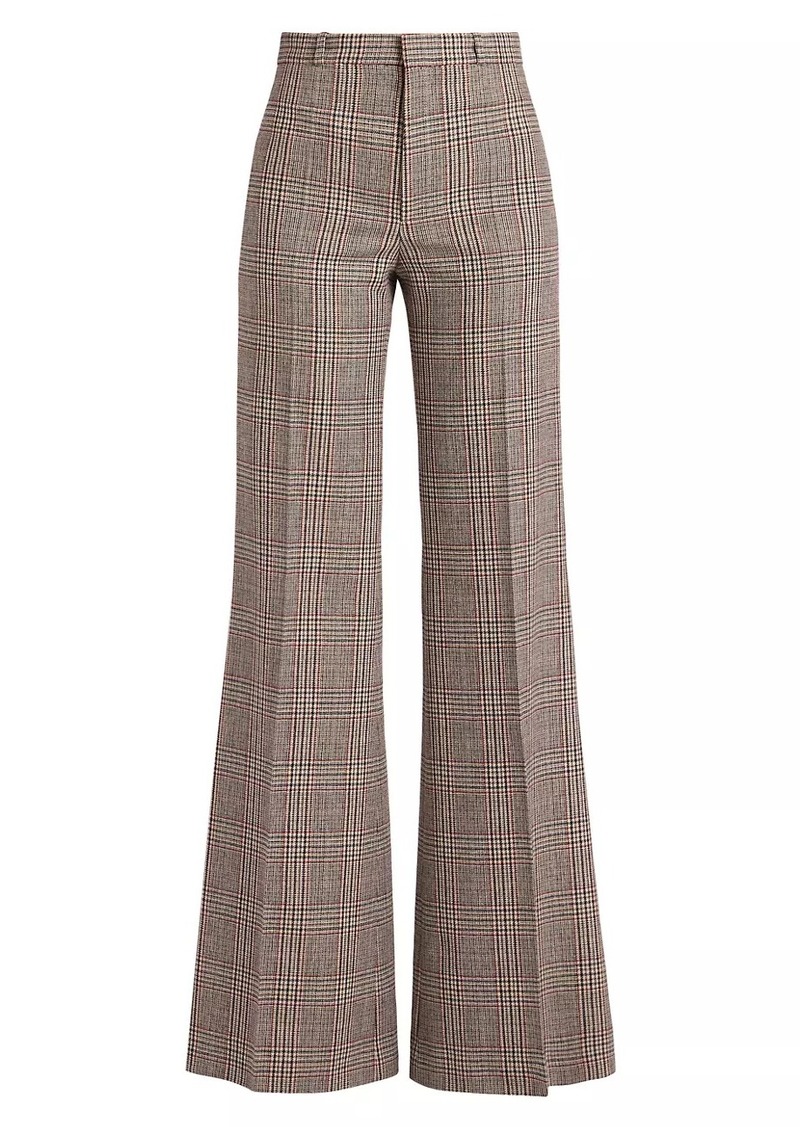 Chloé Houndstooth Wool-Blend Tweed Wide-Leg Pants