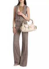 Chloé Houndstooth Wool-Blend Tweed Wide-Leg Pants