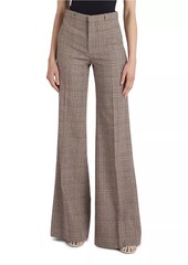 Chloé Houndstooth Wool-Blend Tweed Wide-Leg Pants